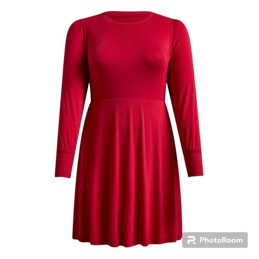 Torrid Red Mini Jersey Puff Sleeve Skater Dress Women’s Size 2X NWT